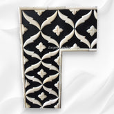 Floral Embossed Bone Full Length Mirror Black